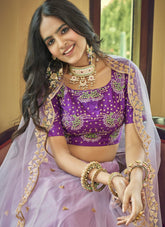 Wedding Lehenga Choli in Light Purple Colour Looking Jazzy